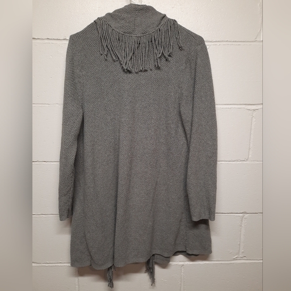 J. Jill Charcoal Open Cardigan with Fringe - Picture 4 of 5